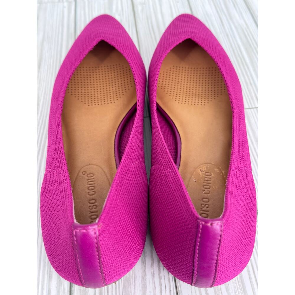 Corso Como Julia shoes women's 9 ballet flat pointed toe knit loafers fuchsia - Picture 6 of 8